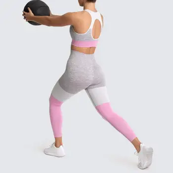CHRLEISURE Mosaico sin fisuras serie de Yoga para Mujeres de Deporte, Ropa de Gimnasia Sin espalda Sexy Sujetador de Cintura Alta Leggings Pantalones de Entrenamiento de la Aptitud