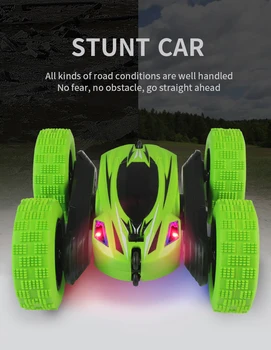 Nuevo Mini 1/24 Control Remoto RC Stunt Car 2.4 G 4WD Doble Cara Truco Coche Rc 3D flip Fresco con la Luz del LED para el aprendizaje de niños de juguete de regalo