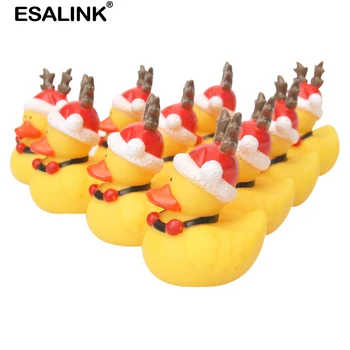 ESALINK 10Pcs Bebé Juguetes de Navidad Pequeño Pato Amarillo de Baño Pato de Juguete Flotante Pato de Goma de Juguetes Para Niñas