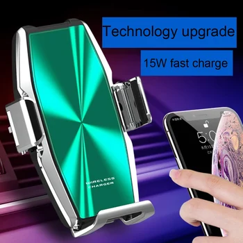 Teléfono para coche titular de 15w qi cargador inalámbrico para el iPhone X Samsung S10 S9 S8 titular del teléfono del coche del teléfono del cargador de la corriente de aire de ventilación