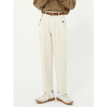 De los hombres Casual Recta de Tobillo-longitud de Traje de Pantalón Masculino de la Moda Streetwear Pantalones de Alta Calidad Pantalones