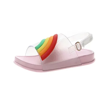 Arco iris Transparente Niños de Cristal de los Niños de Zapatillas de Moda Sandalias de Jalea de Bebé, Zapatos de Niñas de PVC de Calzado de la Cenicienta