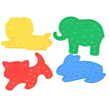 Animales Rompecabezas de Juguete 4Pcs/Set Lazada Formas de Roscado Cordones de Juguetes educativos la Educación de los Niños Hilo Pulzzes DIY Juguetes de Regalo
