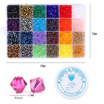 4 mm de Vidrio Bicone Perlas de Kits de Joyería de Perlas Sueltas Espaciador perlas de Ajuste para la Fabricación de Joyas de BRICOLAJE Pulsera del Collar de los Accesorios 4800pcs/caja