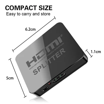 4K HDMI Splitter Vídeo Full HD 1080p con HDMI Switch Conmutador de 1X2 Split 1 en 2 Amplificador Dual de la Pantalla De HDTV DVD Para PS3 Xbox