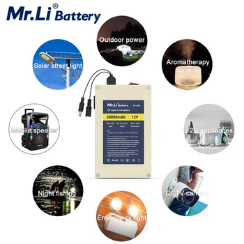 El señor Li 12V 20Ah batería Recargable 18650 Batería de Iones de Litio Para el Almacenamiento de Energía de la Batería de Electrodomésticos, Buscador de los Pescados Con Cargador de 2A