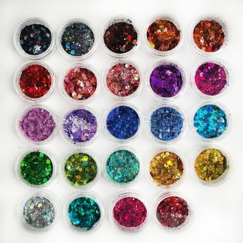 Lote de 24 piezas Mixtas de Diseño de Arte de Uñas Glitter Brillante Paillette Polvo de la Belleza de la Decoración de Uñas de Brillo UV GEL Acrílico,HJHJ220