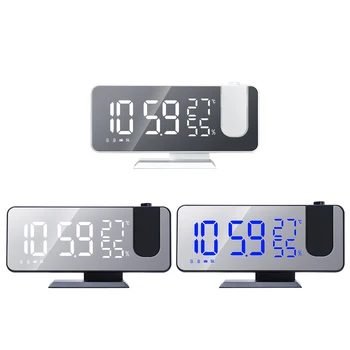 LED Digital Reloj de Alarma el Reloj de la Tabla de Electrónica de Escritorio Relojes USB Radio FM Tiempo Proyector Función de Repetición de alarma del Reloj de la Decoración del Hogar