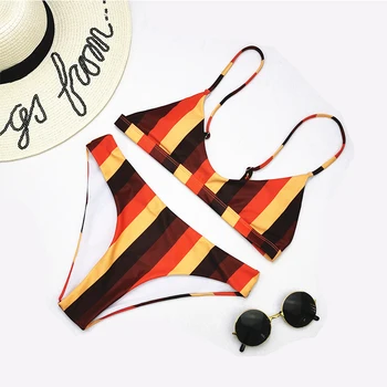 2020 Nuevo Sexy Cuello redondo de Traje de baño de las Mujeres Sólida Impresión de trajes de baño Sin Traje de Baño S-XL Chica Collar de Corpiño Micro Bikini Set