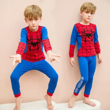Disney Niños del Pijama de Manga Larga T Camisa y Pantalón de Deporte Conjunto de dibujos animados de Spiderman Niño de Pijamas de Niño Niña Bebé-Cama ropa de dormir