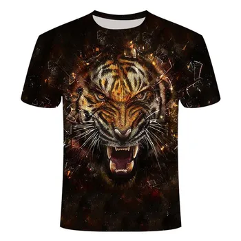 Ropa de verano, la Europea y la Americana marea de la marca dominante en 3D impresión de león de los hombres t-shirt de manga corta