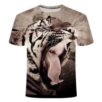 Ropa de verano, la Europea y la Americana marea de la marca dominante en 3D impresión de león de los hombres t-shirt de manga corta