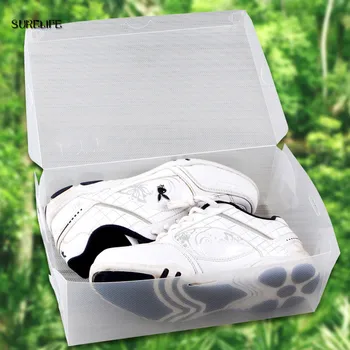 10pcs Transparente de Plástico Transparente Caja de Zapatos de Almacenamiento de Cajas de Zapatos Plegable Zapatos Caso de que el Titular de la Caja de zapatos Transparentes Zapatos Organizador de Cajas