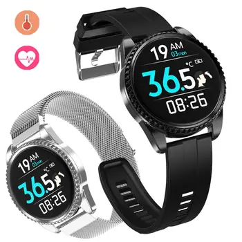 La Temperatura del cuerpo de Vigilancia Inteligente Reloj de la prenda Impermeable IP68 de la Frecuencia Cardíaca Presión Arterial Fitness Tracker Smartwatch para IOS, Android