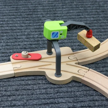 Ensamblaje de bloques de construcción, accesorios para el coche de juguete de madera de la pista de la grúa de Canal cambio de bifurcación de ferrocarril