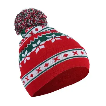 Los hombres de las Mujeres de Navidad Copo de nieve de Impresión de Rayas ovillo de Lana de Punto Beanie Sombrero de Otoño Invierno Nuevo Caps