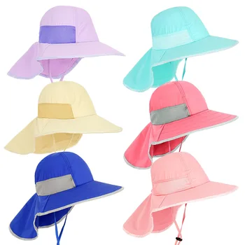 De Verano para niños Sombrero de Niñas Niños Sombrero de Sol Con Cuello de Solapa de Protección UV Sombrero de Safari Bebé Niño de Viajes de Verano Tapa de 2-12 Años de Edad
