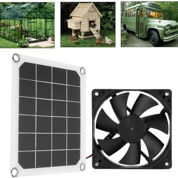 El Panel Solar de Ventilador de Escape, 5V10W Impermeable Solar de Escape Ventilador, Portátil Ventilador de Escape para vehículos recreativos, Invernaderos, Casas de Mascotas