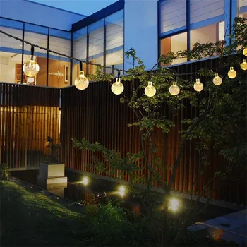 Nuevo 20 LEDs Solar de la Lámpara de Cristal de la Bola de 5M de la Burbuja de Luz de Hadas de las Luces de Tira de la prenda Impermeable Luces de la Decoración Para la Boda del Jardín al aire libre