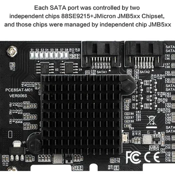PcIe SATA de la Tarjeta de 8 Puertos 6G SATA Controlador de la Tarjeta de Expansión con 8 Cables SATA de Soporte de Bajo Perfil Adaptador para PC de Escritorio