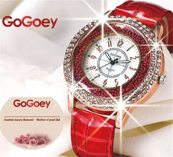 GOGOEY Marca de diamantes de imitación Reloj de Señoras Elegantes Lxuury Banda de Cuero Mujer Relojes Lindo de la Venta Caliente Mujeres Reloj montre femme 2019