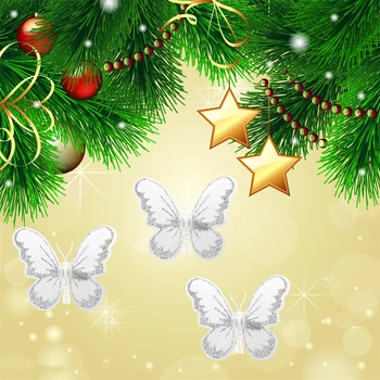 24pcs 3D Lentejuelas Mariposa Clips de Pelo para el Árbol de Navidad de la Diadema de Flores Artificiales de la Boda de Novia, Adornos de Joyería