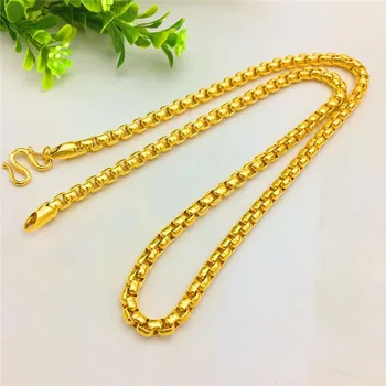 La moda de 14K Collar de Oro para la Boda de los Hombres de Compromiso de la Joyería de 6mm de Espesor de color Amarillo Oro Collar de Cadena Aniversario de la Joyería Regalos