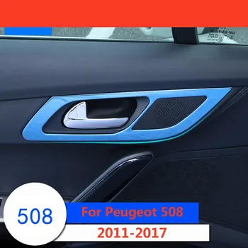 Para el Peugeot 508 2011-2017 Interiol la Manija de la Puerta Cubierta de la Moldura de la Puerta Interior de la Ventana Levante la Cubierta del Interruptor de los Accesorios del Coche 4pcs
