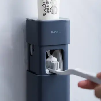 1PC Diferida Automática Apretar Pasta de dientes Dispensador Montado en la Pared de Punch-Libre Exprimidor de Pasta de dientes Para el Hogar de Baño