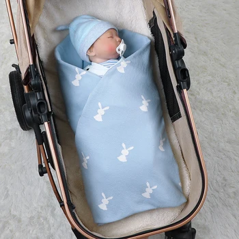 Recién nacido Bebé Manta de Algodón tejidos de Punto Bebé Cama para Dormir Cubre Edredones 100*80CM Niño Niño Niña Cochecito Envoltura de Envolver Super Suave