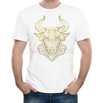 Los recién Llegados 2019 Hombres de la Moda de Tauro Oro Impreso Camiseta de Verano Fresco Tops de Alta Calidad Casual Camiseta