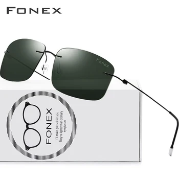 FONEX de Aleación de Titanio Montura de las Gafas de sol Polarizadas Hombres Plaza de Peso Ligero Gafas de Sol para las Mujeres sin Tornillos Gafas 8203