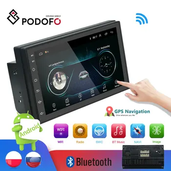 Podofo 2din Radio de Coche multimedia Android reproductor de Autoradio 2 Din pantalla Táctil de 7