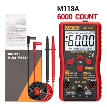 M118A Multímetro Digital 6000 Cuenta con autorango True RMS Probador de la CA DC del Transistor con la velocidad de conducción nerviosa de retención de Datos de la Linterna