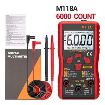 M118A Multímetro Digital 6000 Cuenta con autorango True RMS Probador de la CA DC del Transistor con la velocidad de conducción nerviosa de retención de Datos de la Linterna
