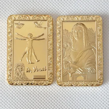 Italia, Leonardo Da Vinci Mona Lisa smile Jesús Conmemorativa de los lingotes de Oro de la barra de Euro No-moneda Monedas de 1 ONZA de oro 24K lingote