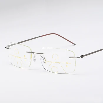 Negocios sin marco multifocal Progresiva gafas de lectura de los hombres smart zoom gafas de lectura de las mujeres anti-azul gafas de presbicia