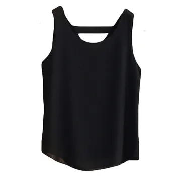 2020 Marca de Moda de Primavera de las Mujeres blusa de Verano sin mangas de la Gasa de la camisa de Sólido V-cuello Casual blusa de Más el Tamaño de la pérdida de