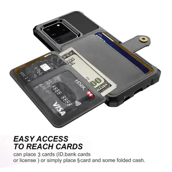Para Samsung Galaxy S20 Ultra/S20 Más S20 Tarjeta de Crédito, Caso de Cuero de la PU Flip Wallet de Portada con la Foto del Titular Duro de la Cubierta Trasera