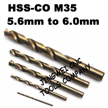 HSS cobalto M35 giro broca de 5.6 mm, 5.7 mm 5,8 mm, 5.9 mm, 6.0 mm, de acero inoxidable