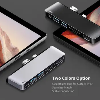 ISky para Microsoft Surface Pro7 Concentrador Adaptador Pro 7 Estación de Acoplamiento HDMI USB3.0 USB-C SD TF Hub Surface Pro 7 SP7