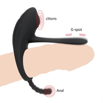 IKOKY G-spot Vibrador Masculino Anillo para el pene 7 velocidades de Vibración Anillo del Pene Juguetes Sexuales para Hombres Parejas Coquetear Anal Estimulación de la Vagina
