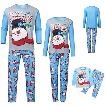 Navidad de la Familia coincidir la Ropa del muñeco de Nieve de Pijama Conjunto de Mamá y de Mí Xmas Pj Trajes Padre de la Madre de los Niños ropa de dormir de las Tops+Pantalones