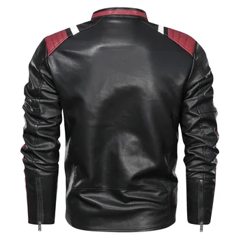 2021 Nueva Moda Cool de la Espalda de Impresión Personalizada DIY Diseño de Patrón Motorista de la Motocicleta de Cuero de los Hombres de la Chaqueta