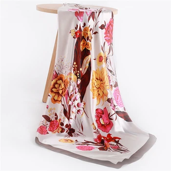 2020 Verano Nueva Plaza de la Seda de la Bufanda de las Mujeres del Diseñador de la Impresión Floral de Raso Bufandas para Dama Pañuelo Foulard Bufandas Mujeres Pañuelo para el cuello