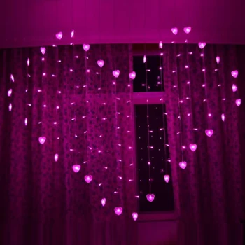 220V LED de hadas cadena de la Forma del Corazón de Cortina de Luz LED Cadena de Luz de san Valentín Día de la Boda de la Ventana de la Guirnalda de la Decoración de la Lámpara de Luz
