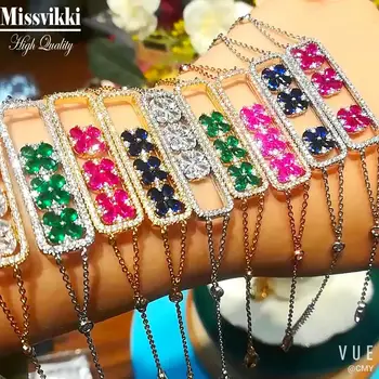 Missvikki Elegante Lindo Fino Brillante de Deslizamiento CZ Cadenas de Pulsera para Mujer de Novia de la Boda de Fiesta de Compromiso de la Joyería de Múltiples colores