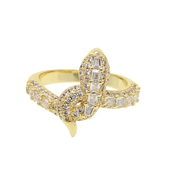 Mini serpiente anillo cz pavimentadas de oro de color plateado mujer señora moda aniversario del anillo de dedo de los animales de la fiesta de la boda de la joyería de regalo