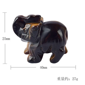 1,5 Pulgadas de Elefante Figuritas de Artesanías Talladas en Piedra Natural Ojo de Tigre Elefante Mini Animales Estatua para la Decoración del Hogar Chakra Curativo