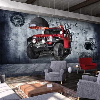 3D personalizado Mural de papel pintado del Vintage de la Motocicleta del Coche 